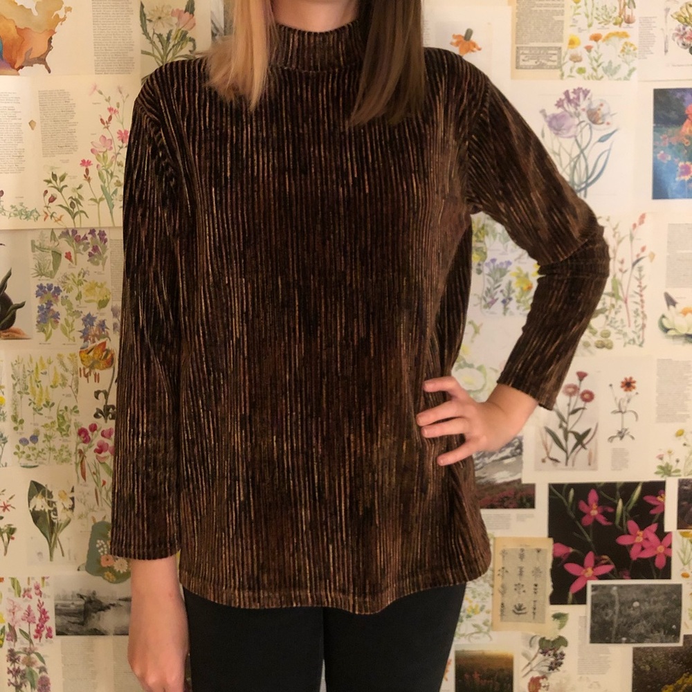 Velvet vintage mock neck